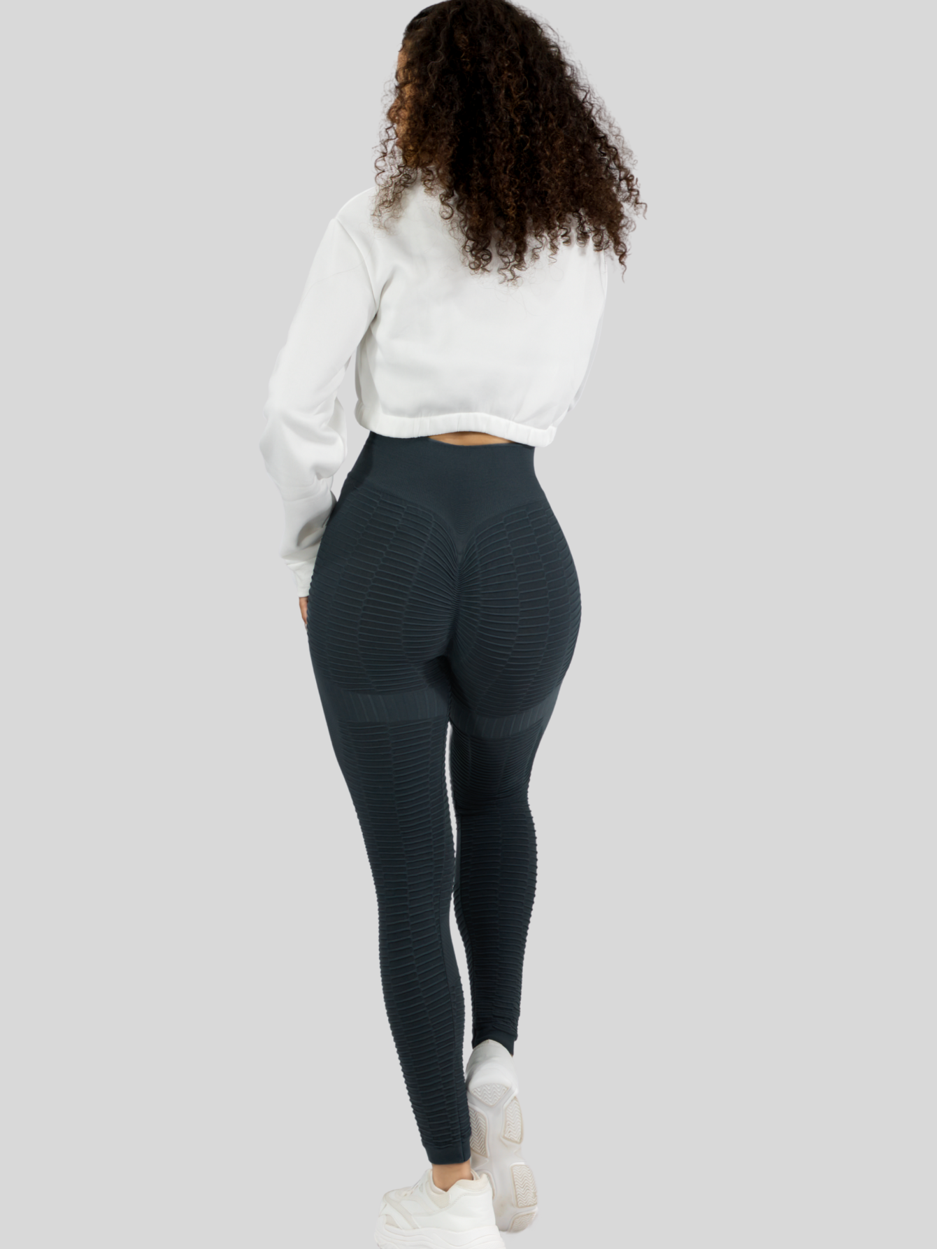 Foto 4 pulgar | Leggings Mujer Push Up Lic-0176 Gris Mallas Deportivas Texturizada Stretch
