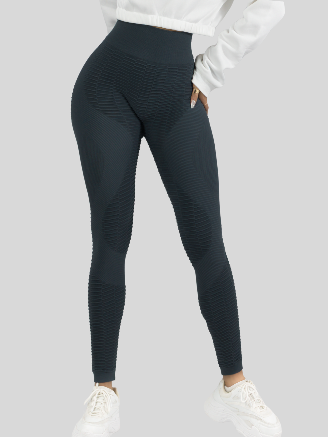 Foto 7 pulgar | Leggings Mujer Push Up Lic-0176 Gris Mallas Deportivas Texturizada Stretch
