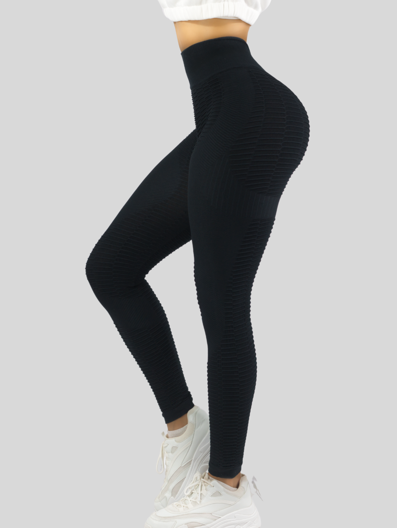 Foto 5 pulgar | Leggings Mujer Push Up Lic-0176 Negro Mallas Deportivas Texturizada Stretch