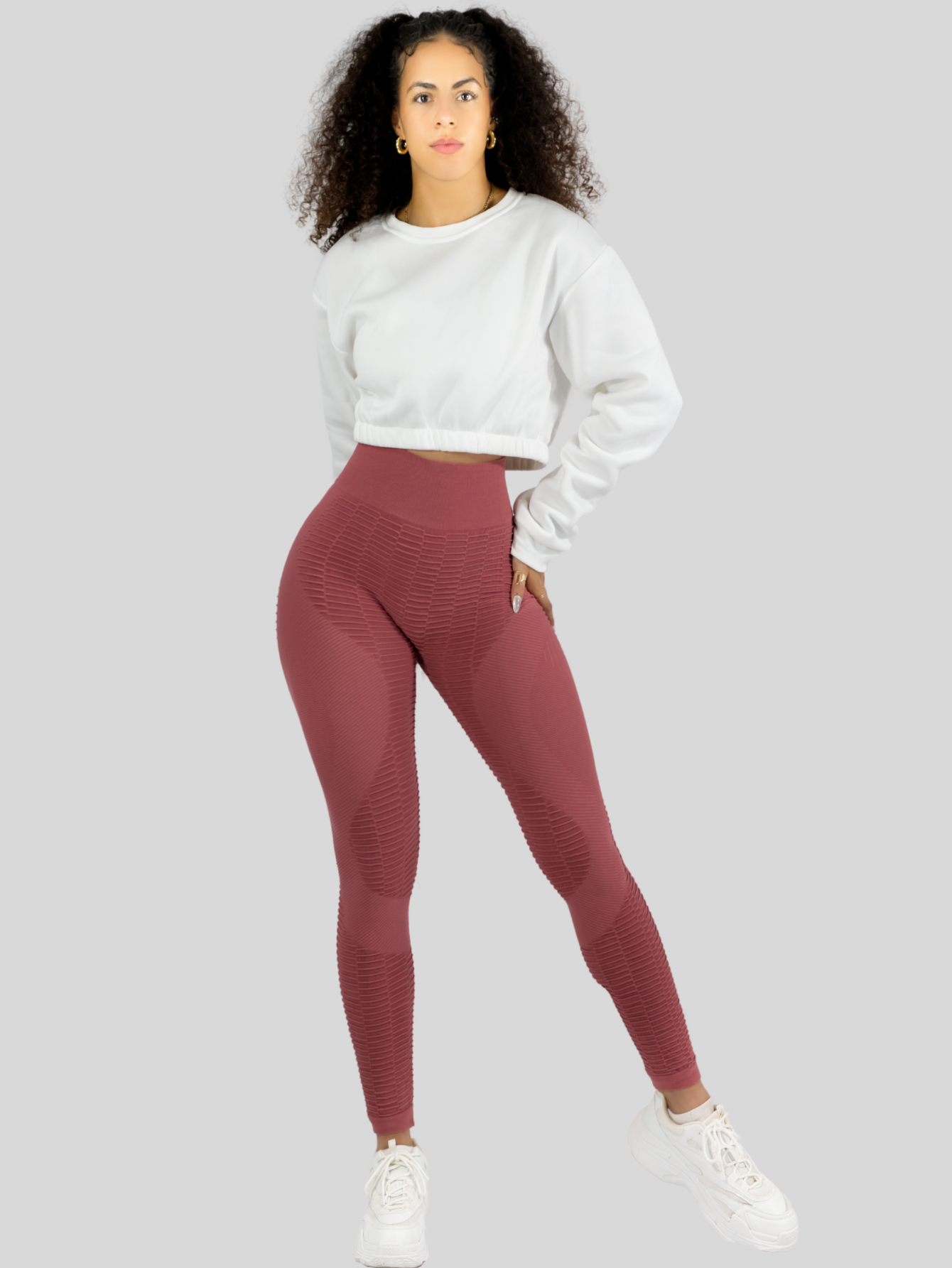 Foto 3 pulgar | Leggings Mujer Push Up Lic-0176 Coral Mallas Deportivas Texturizada Stretch