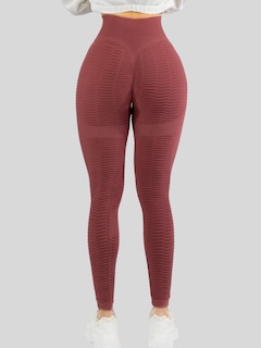 Foto 5 | Leggings Mujer Push Up Lic-0176 Coral Mallas Deportivas Texturizada Stretch
