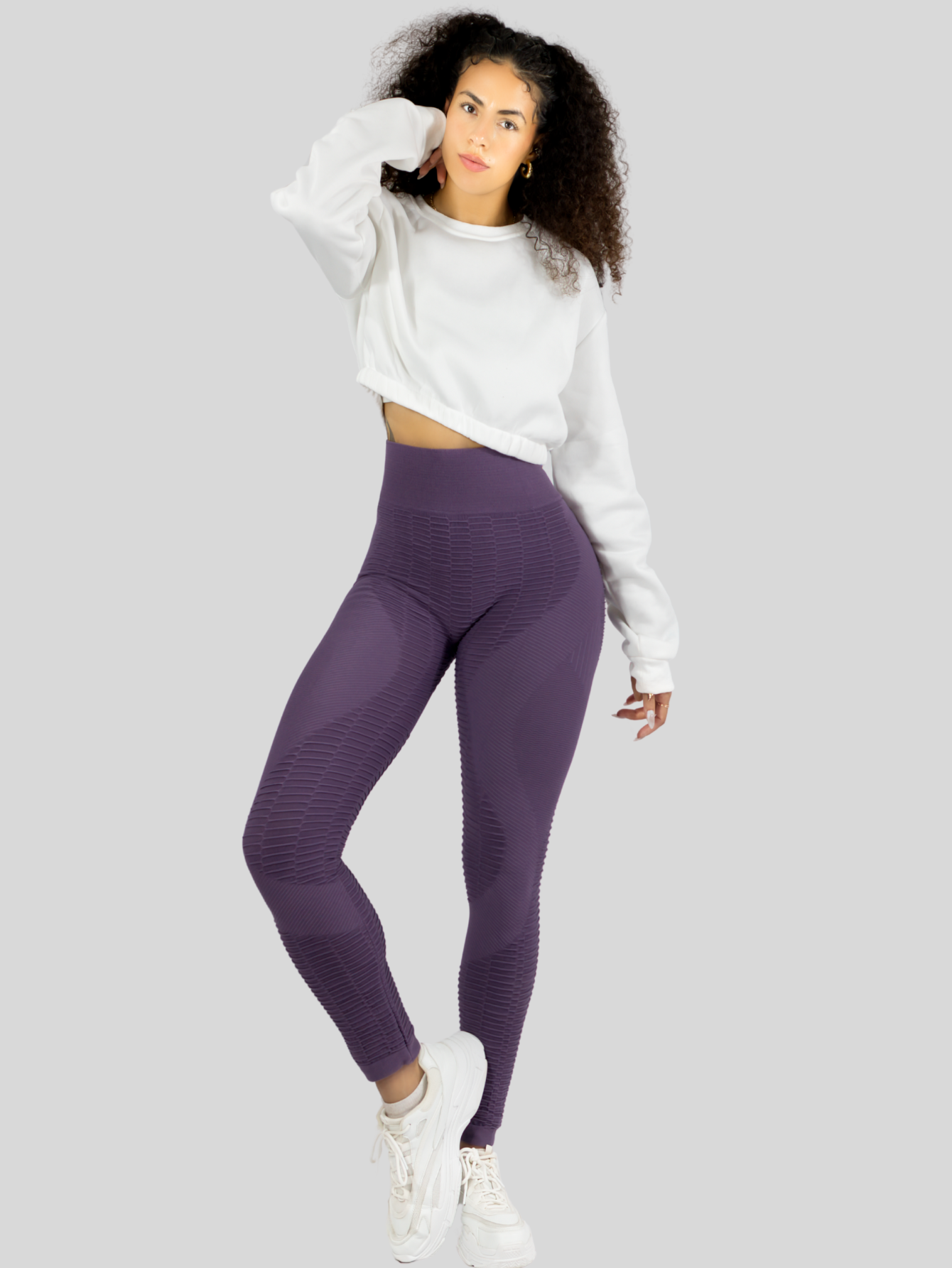 Foto 3 pulgar | Leggings Mujer Push Up Lic-0176 Lila Mallas Deportivas Texturizada Stretch