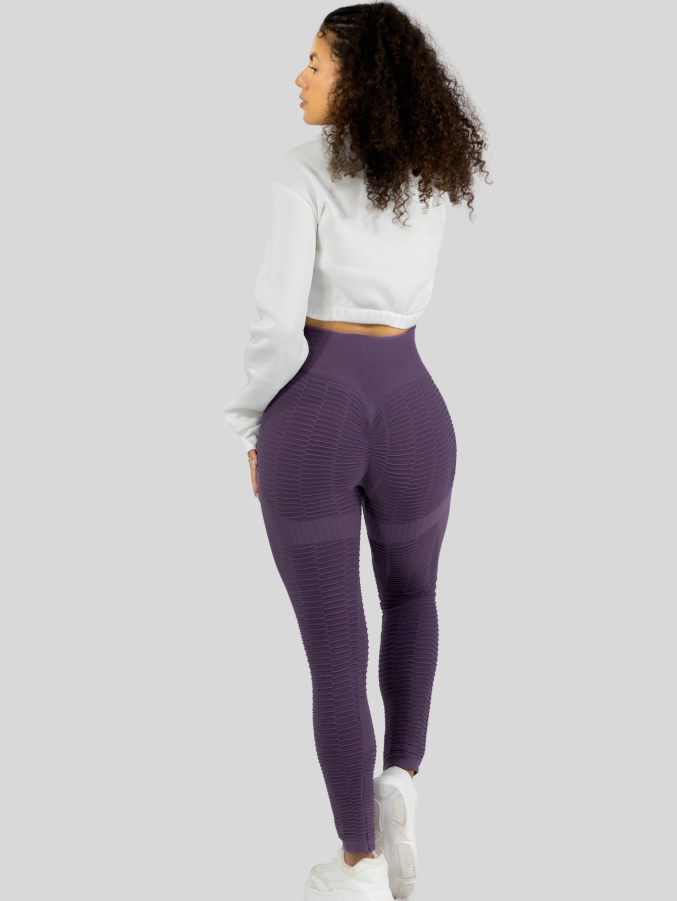 Foto 4 pulgar | Leggings Mujer Push Up Lic-0176 Lila Mallas Deportivas Texturizada Stretch