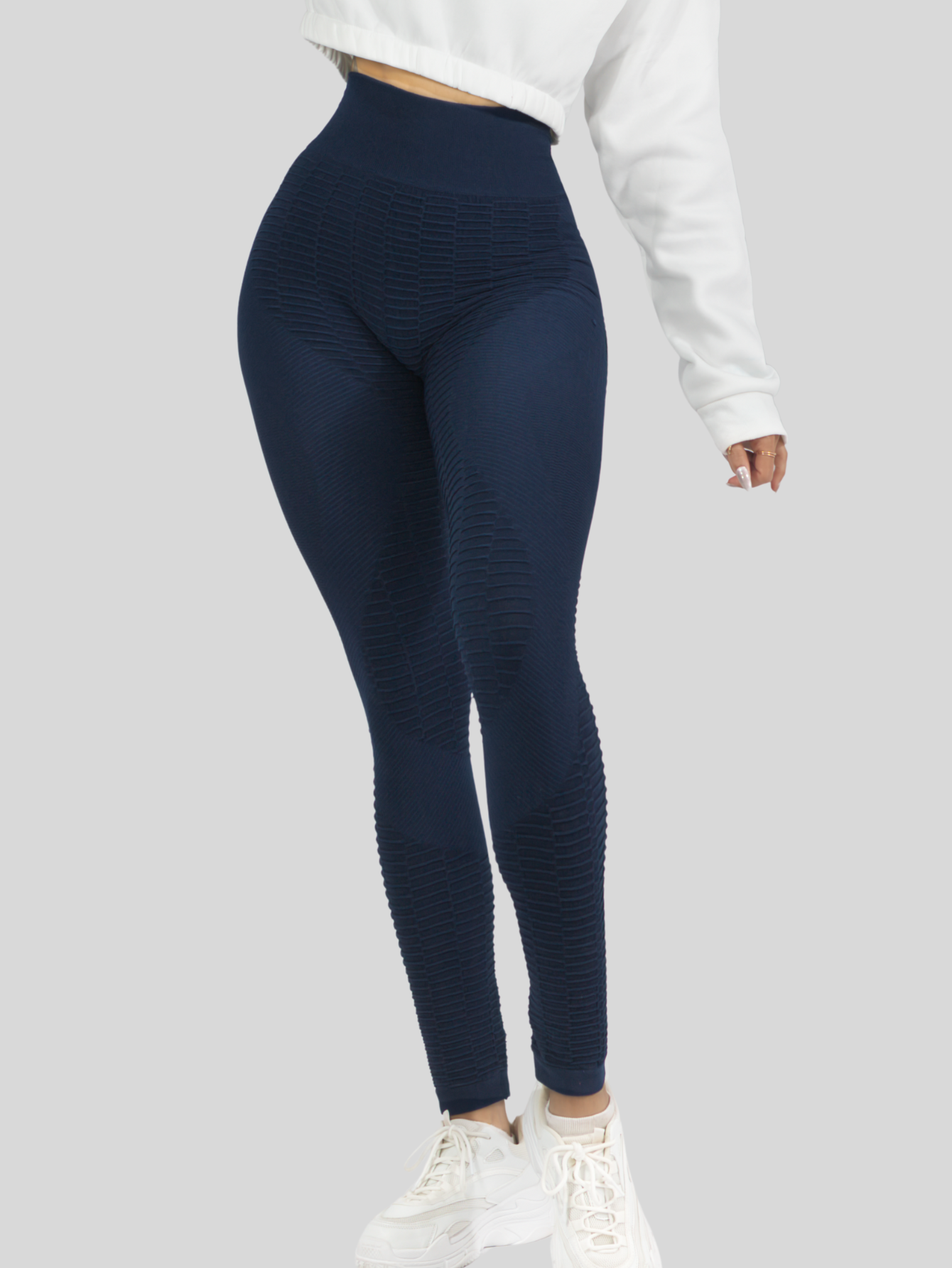 Foto 7 pulgar | Leggings Mujer Push Up Lic-0176 Marino Mallas Deportivas Texturizada Stretch
