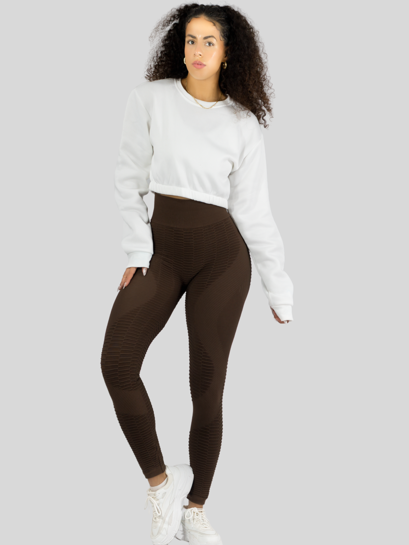 Foto 3 pulgar | Leggings Mujer Push Up Lic-0176 Cafe Mallas Deportivas Texturizada Stretch