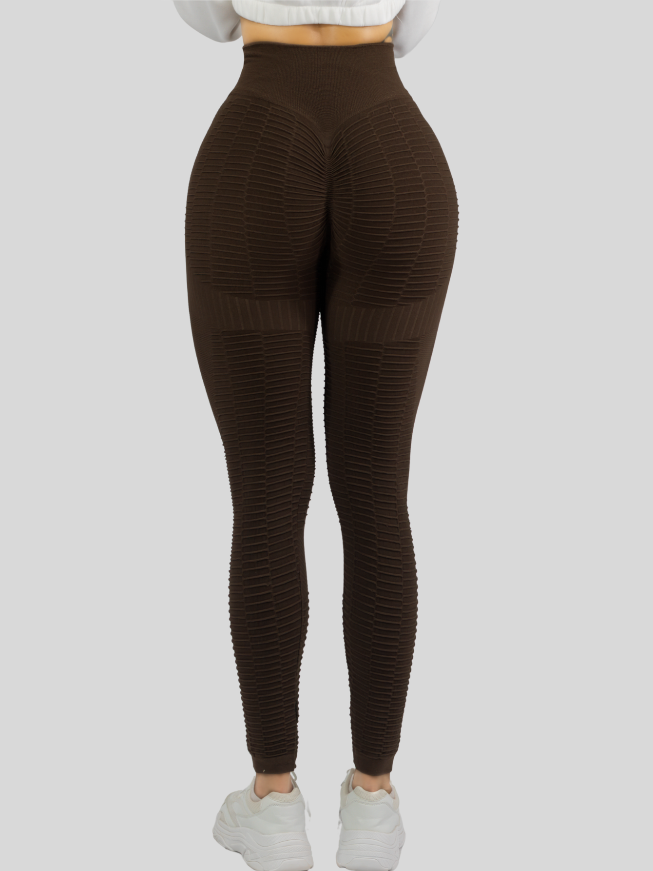 Foto 6 pulgar | Leggings Mujer Push Up Lic-0176 Cafe Mallas Deportivas Texturizada Stretch