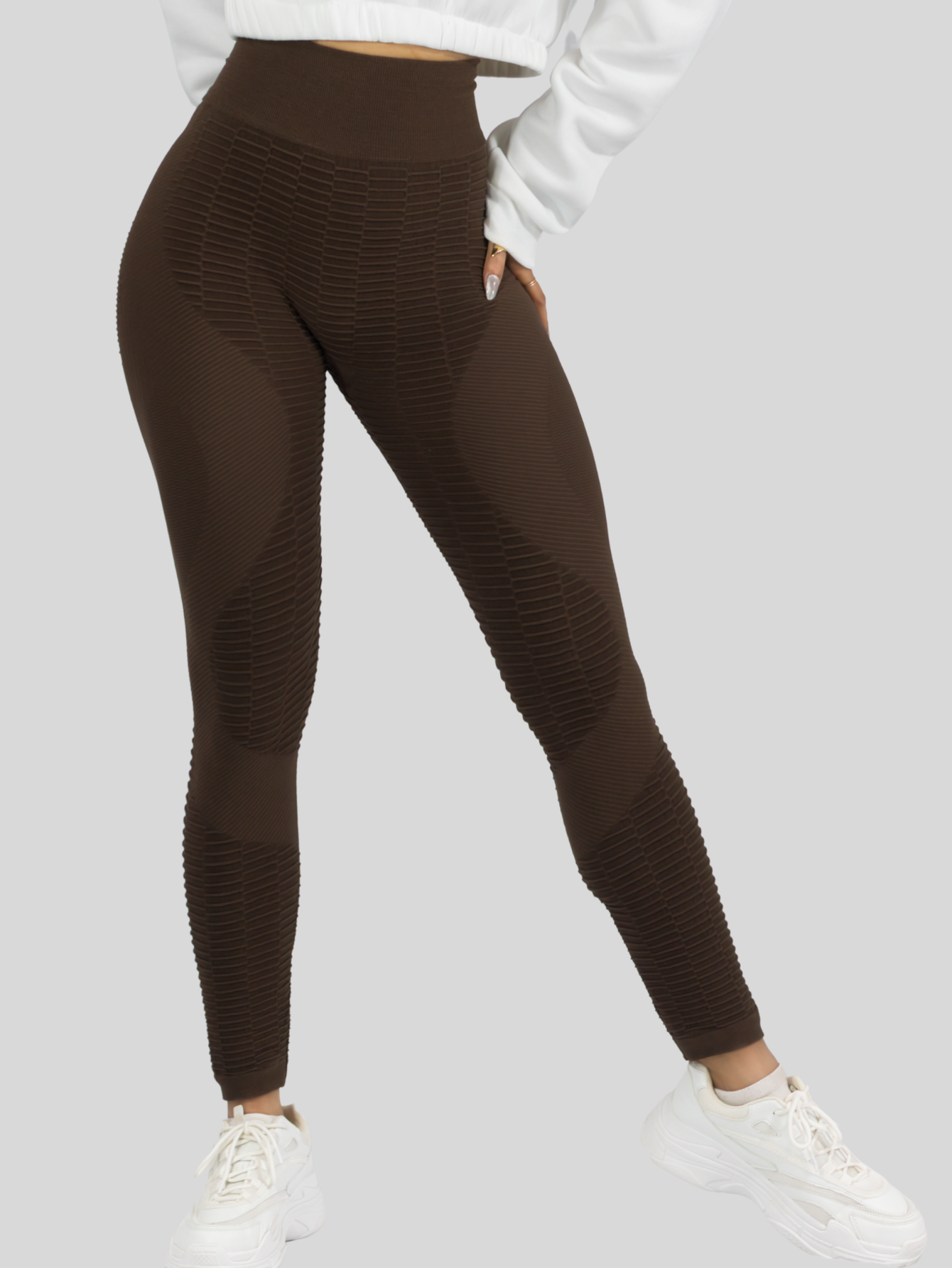 Foto 7 pulgar | Leggings Mujer Push Up Lic-0176 Cafe Mallas Deportivas Texturizada Stretch
