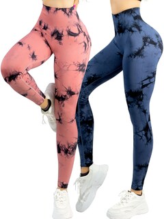 Foto 1 | Set De Dos Leggings Deportivos Tie-dye Mujer Para Yoga Y Gym Lic-0168 Variedad De Colores, Comodidad Y Estilo