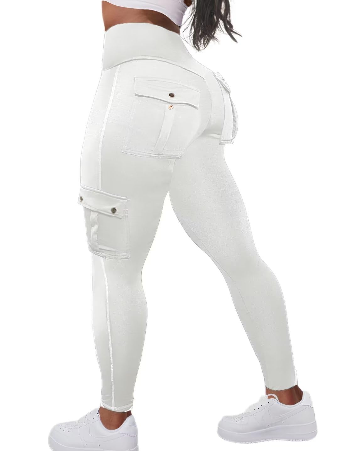 Foto 2 pulgar | Leggins Con Diseño De Flamencos Para Levantar Glúteos Con Bolsillos Con Solapa, Color Blanco, Xl - Venta Internacional.