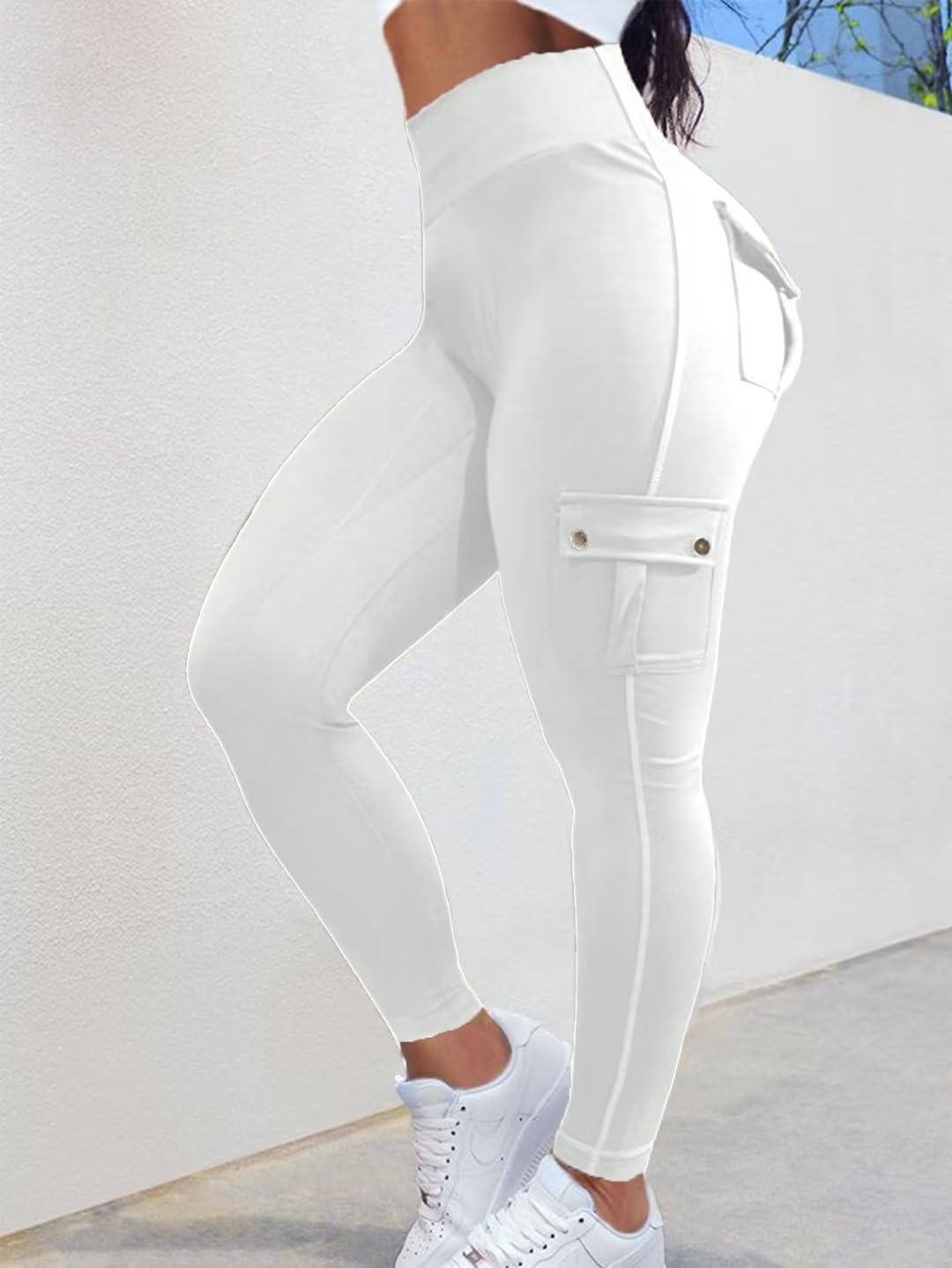 Foto 3 pulgar | Leggins Con Diseño De Flamencos Para Levantar Glúteos Con Bolsillos Con Solapa, Color Blanco, Xl - Venta Internacional.