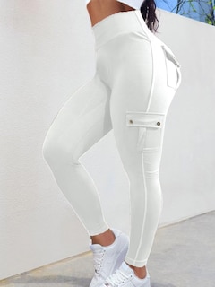 Foto 2 | Leggins Con Diseño De Flamencos Para Levantar Glúteos Con Bolsillos Con Solapa, Color Blanco, Xl - Venta Internacional.