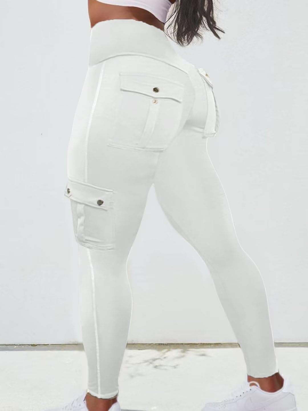 Foto 4 pulgar | Leggins Con Diseño De Flamencos Para Levantar Glúteos Con Bolsillos Con Solapa, Color Blanco, Xl - Venta Internacional.