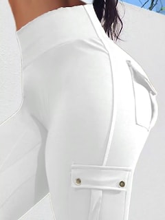 Foto 4 | Leggins Con Diseño De Flamencos Para Levantar Glúteos Con Bolsillos Con Solapa, Color Blanco, Xl - Venta Internacional.