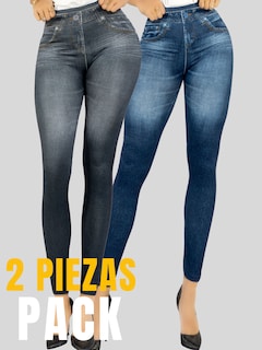 Foto 5 | Pack de 2 Leggins Unitalla estilo Mezclilla Lic-55-5-px2 para Mujer