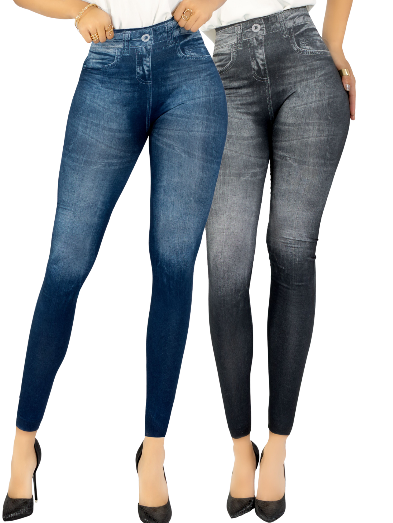 Foto 1 | Pack de 2 Leggins Unitalla Estilo de Mezclilla Lic-55-5-px2 para Mujer