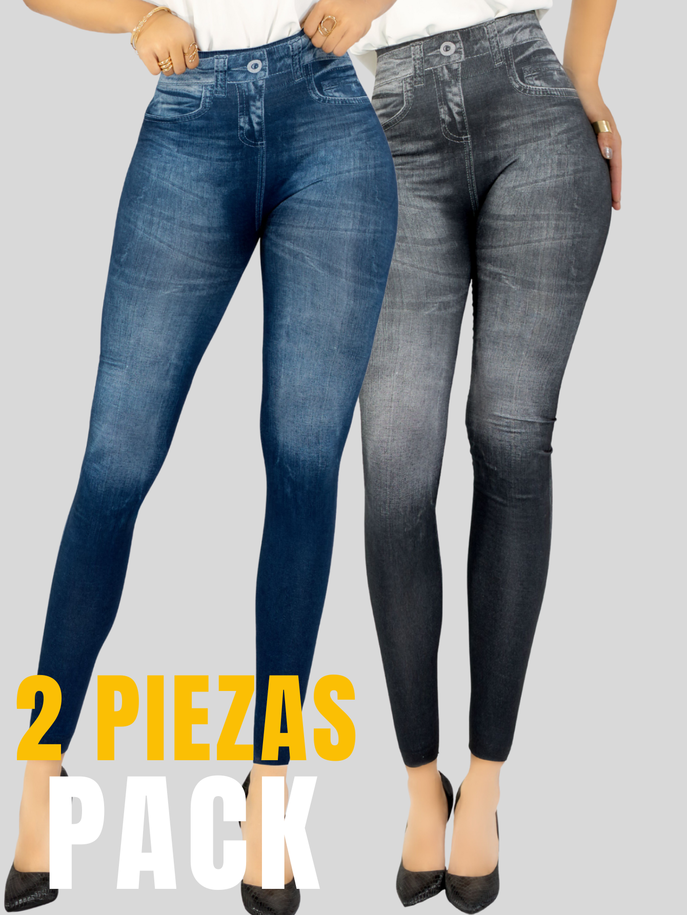 Foto 6 pulgar | Pack de 2 Leggins Unitalla Estilo de Mezclilla Lic-55-5-px2 para Mujer