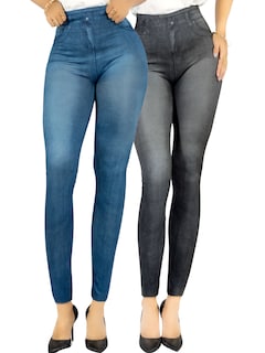 Foto 1 | Leggins Estilo Mezclilla para Mujer 2 Piezas