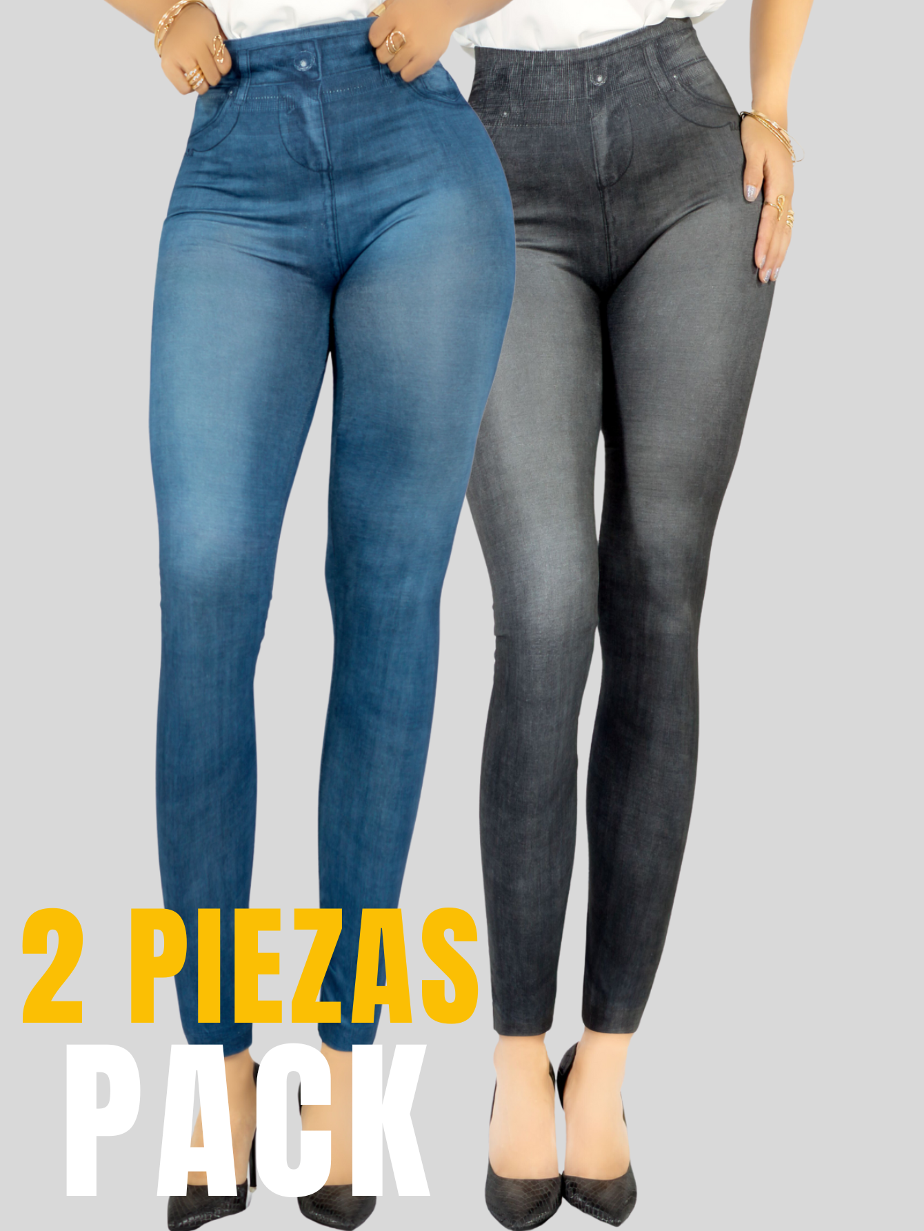 Foto 6 pulgar | Leggins Estilo Mezclilla para Mujer 2 Piezas
