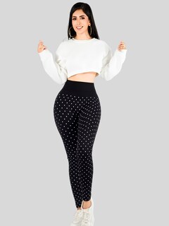 Foto 2 | Mallas Deportivas Leggins Gym Interior Térmico Lic-057 Negro Mujer Mallone