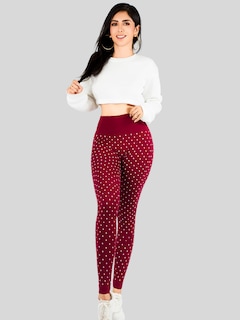 Foto 2 | Mallas Deportivas Leggins Gym Interior Térmico Lic-057 Vino Mujer Mallone