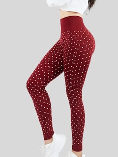 Foto 4 | Mallas Deportivas Leggins Gym Interior Térmico Lic-057 Vino Mujer Mallone