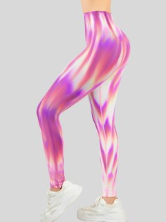 Foto 4 | Leggings Deportivos Tie-dye Mujer Para Yoga Y Gym Lic-0197 Rosa Comodidad Y Estilo