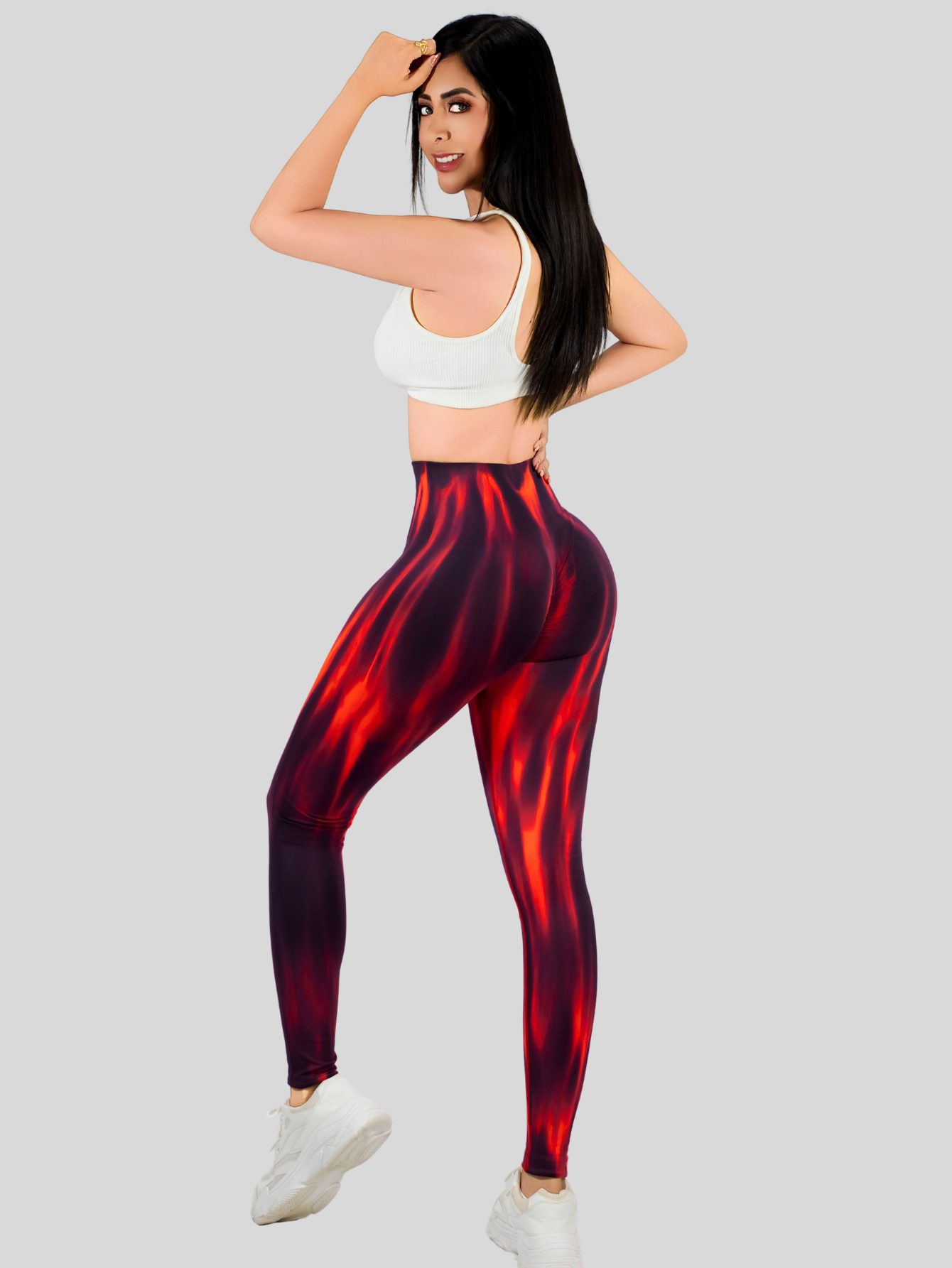 Foto 4 pulgar | Leggings Deportivos Tie-dye Mujer Para Yoga Y Gym Lic-0197 Naranja Comodidad Y Estilo