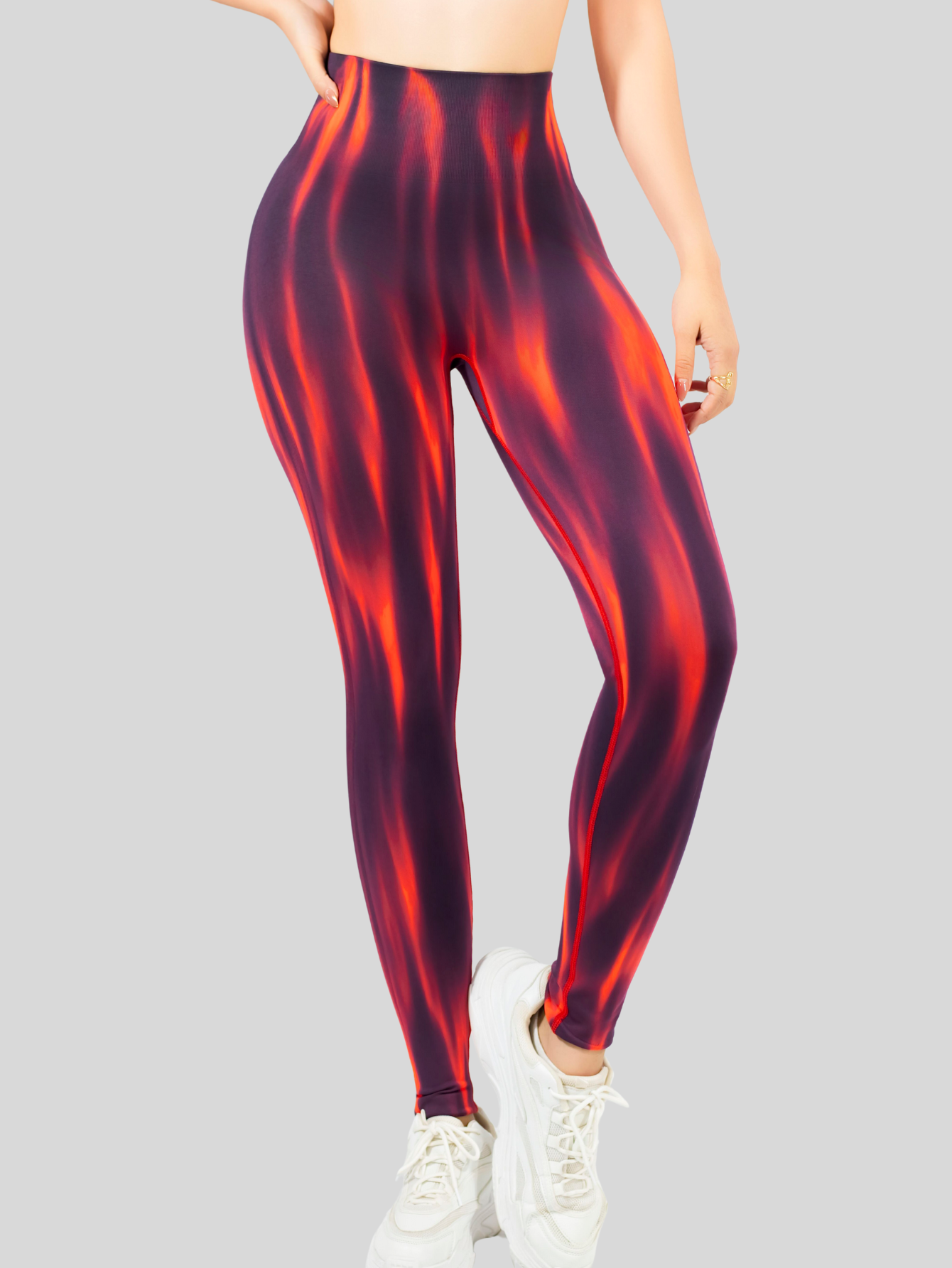 Foto 7 pulgar | Leggings Deportivos Tie-dye Mujer Para Yoga Y Gym Lic-0197 Naranja Comodidad Y Estilo