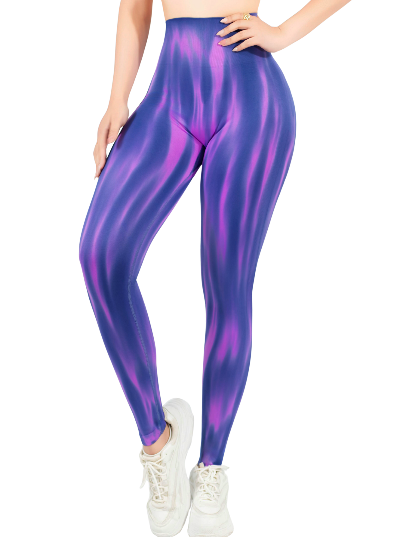 Leggings Deportivos Tie-dye Mujer Para Yoga Y Gym Lic-0197 Lila Comodidad Y Estilo