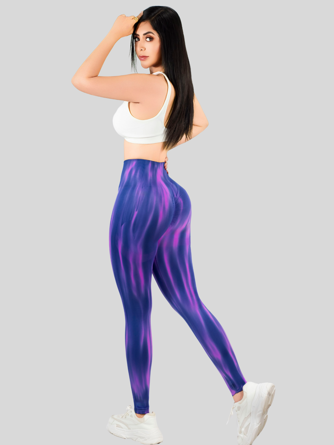 Foto 4 pulgar | Leggings Deportivos Tie-dye Mujer Para Yoga Y Gym Lic-0197 Lila Comodidad Y Estilo