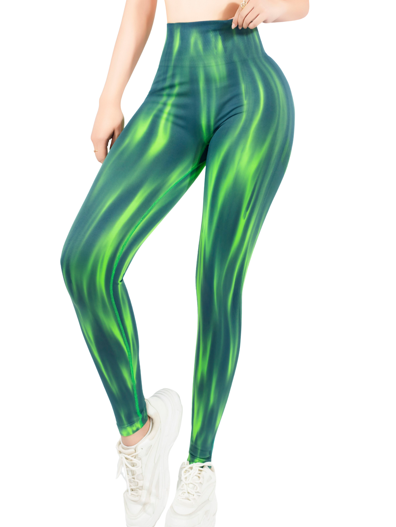 Leggings Deportivos Tie-dye Mujer Para Yoga Y Gym Lic-0197 Verde Comodidad Y Estilo