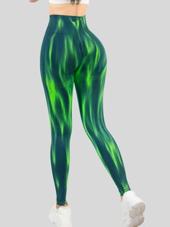 Foto 5 | Leggings Deportivos Tie-dye Mujer Para Yoga Y Gym Lic-0197 Verde Comodidad Y Estilo