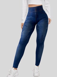 Foto 4 | Leggings Azules para Mujer