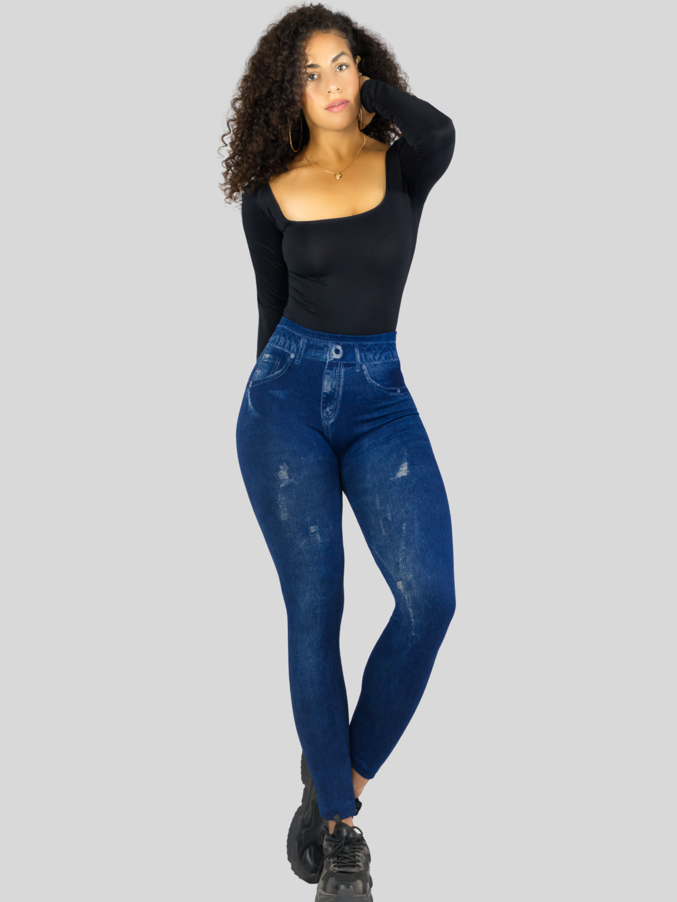 Foto 3 pulgar | Leggings Azules para Mujer