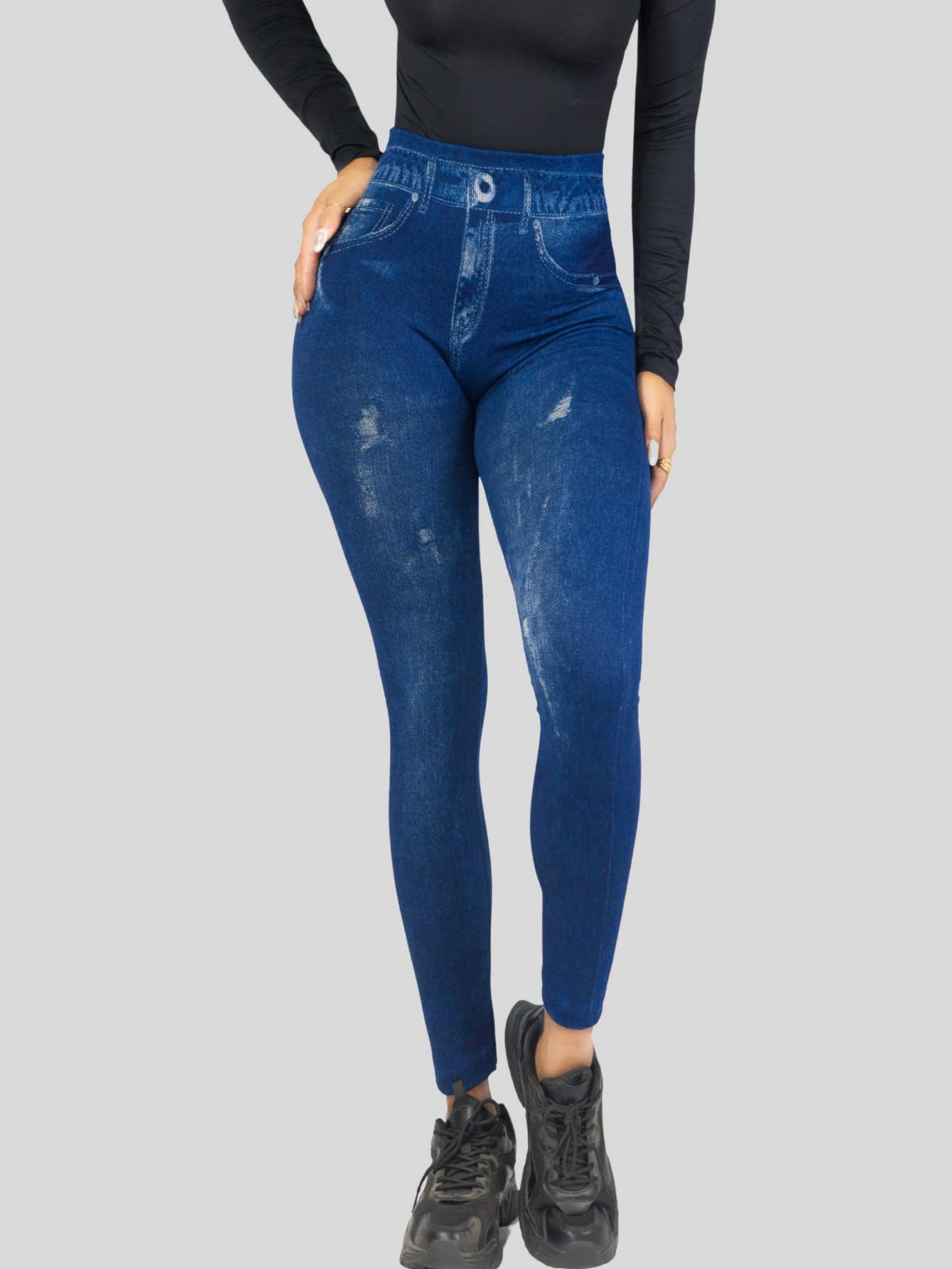 Foto 7 pulgar | Leggings Azules para Mujer