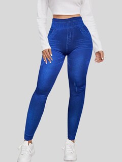 Foto 4 | Leggings Lic-055-2 Azul para Mujer