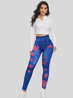 Foto 2 | Leggings Azul para Mujer