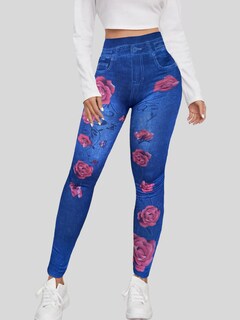 Foto 4 | Leggings Azul para Mujer