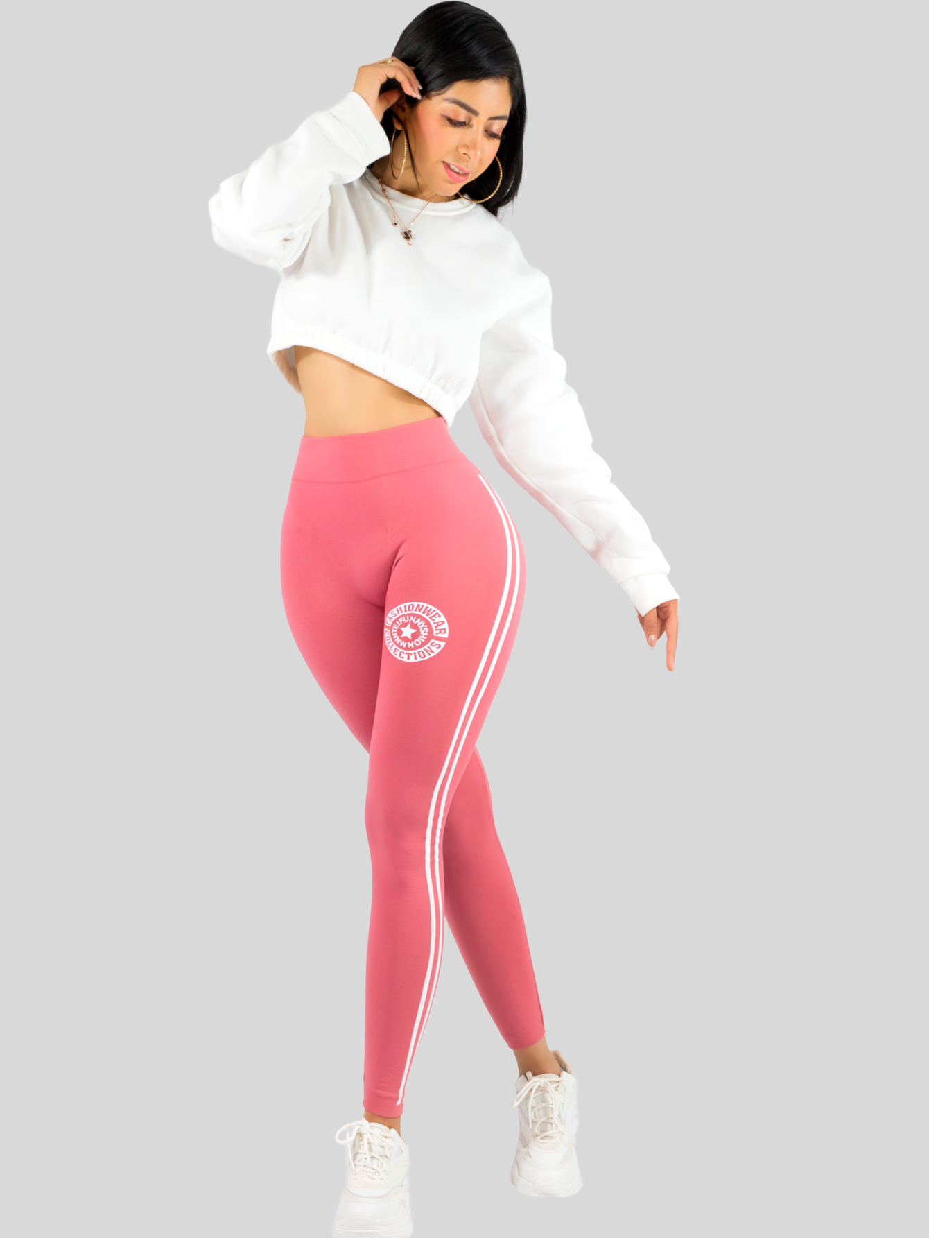 Foto 3 pulgar | Leggins Mujer Legging Mallones Lic-053 Rosa Mallas Térmicas Mayon