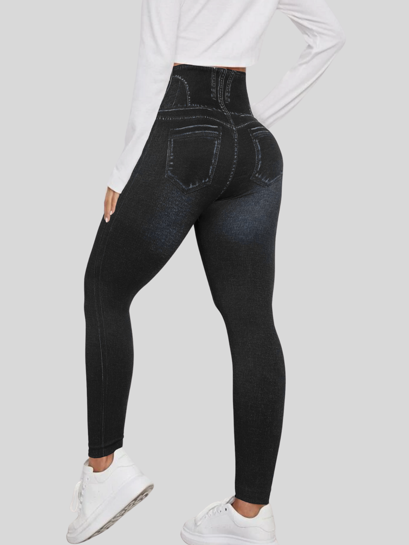 Foto 4 pulgar | Leggings Estilo Mezclilla Lic-055-2 Negro D21 para Mujer