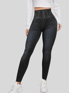 Foto 4 | Leggings Estilo Mezclilla Lic-055-2 Negro D21 para Mujer