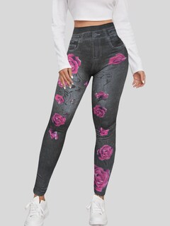 Foto 4 | Leggings Estilo Mezclilla Lic-055-2 Negro D10 para Mujer