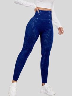 Foto 4 | Leggings Lic-055-2 Azul para Mujer