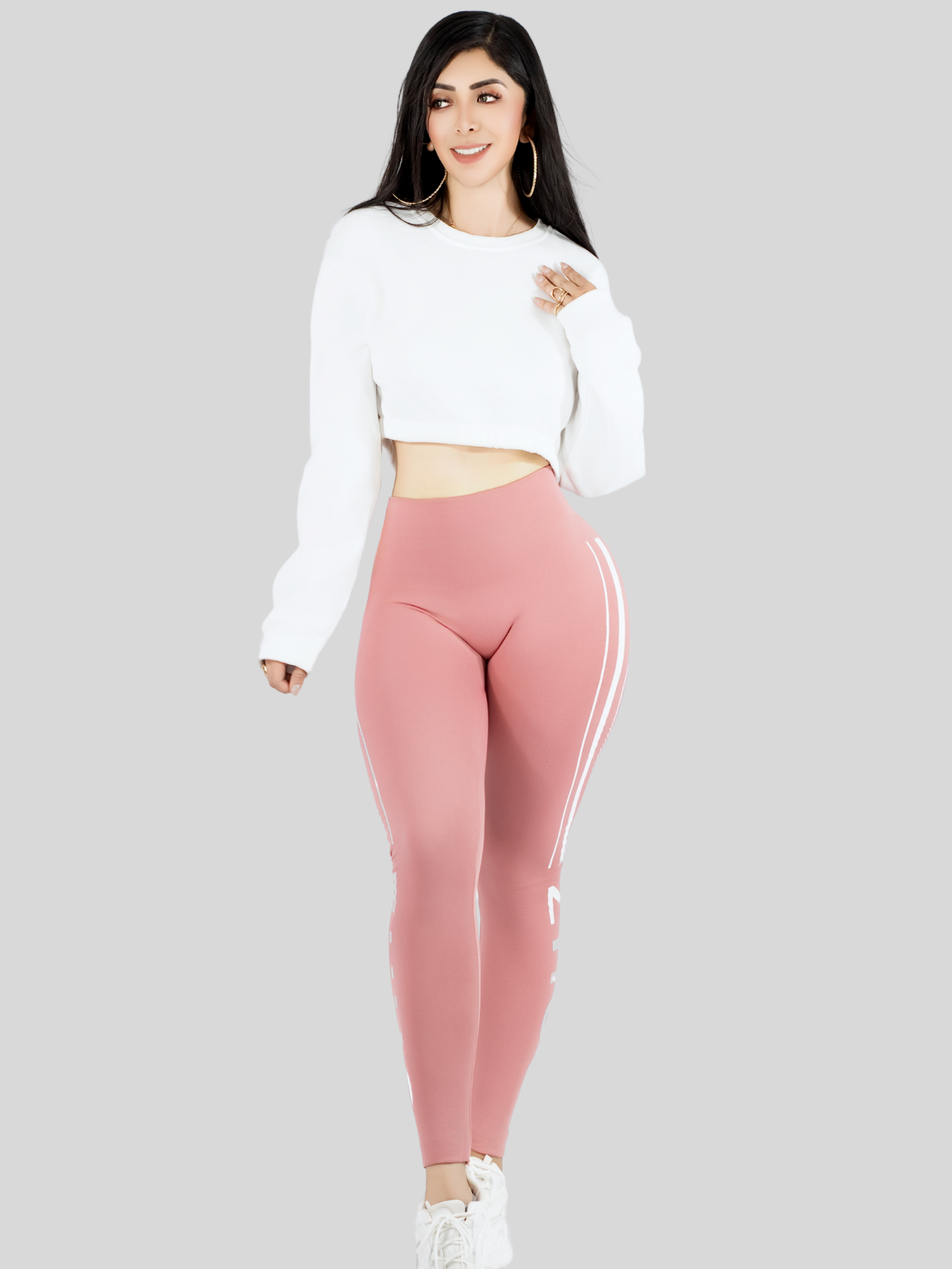 Foto 3 pulgar | Legging De Dama Stretch Mallas Deportivas Lic-0192 Rosa Mallones De Mujer