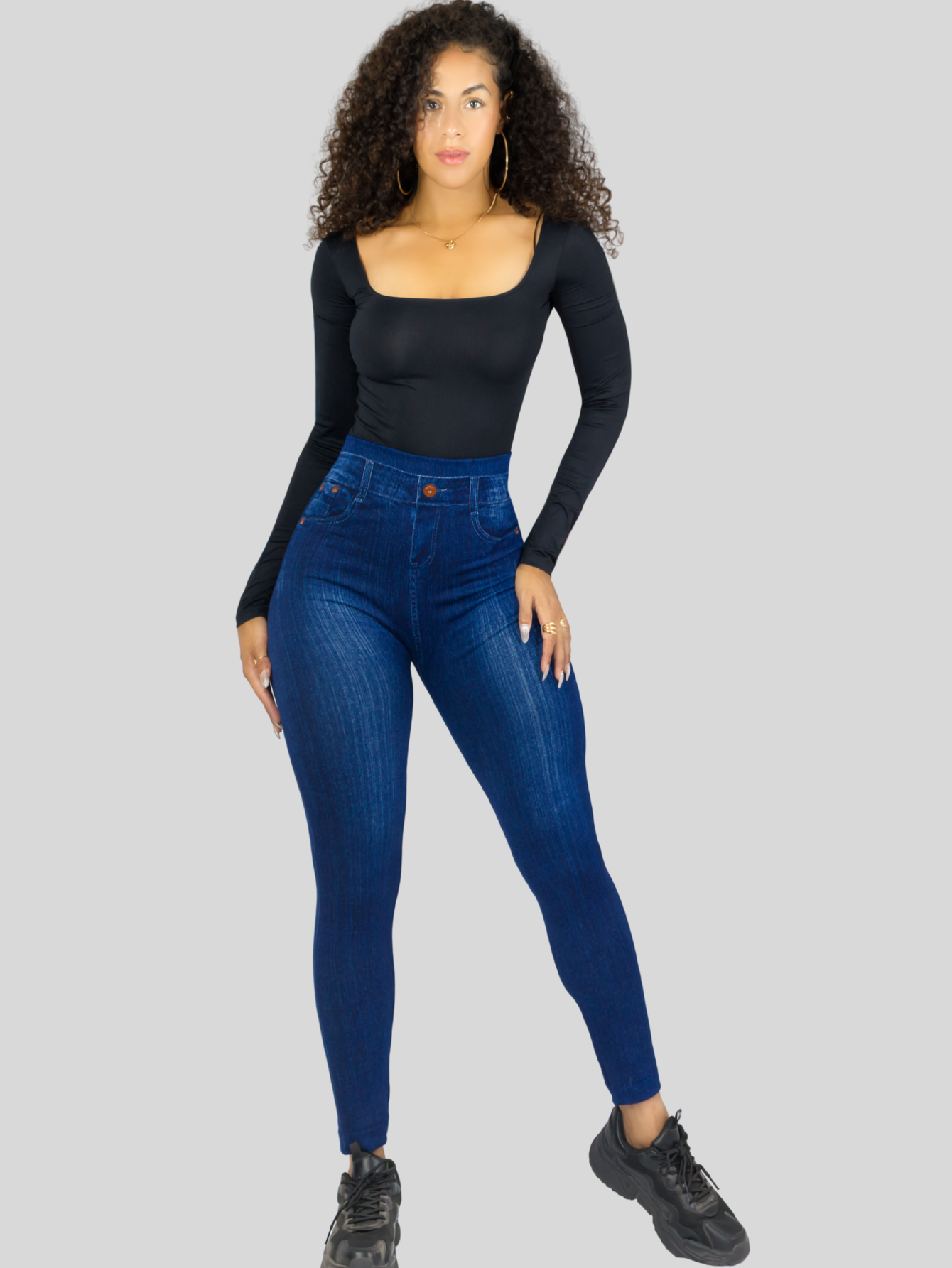Foto 3 pulgar | Leggings Azules para Mujer