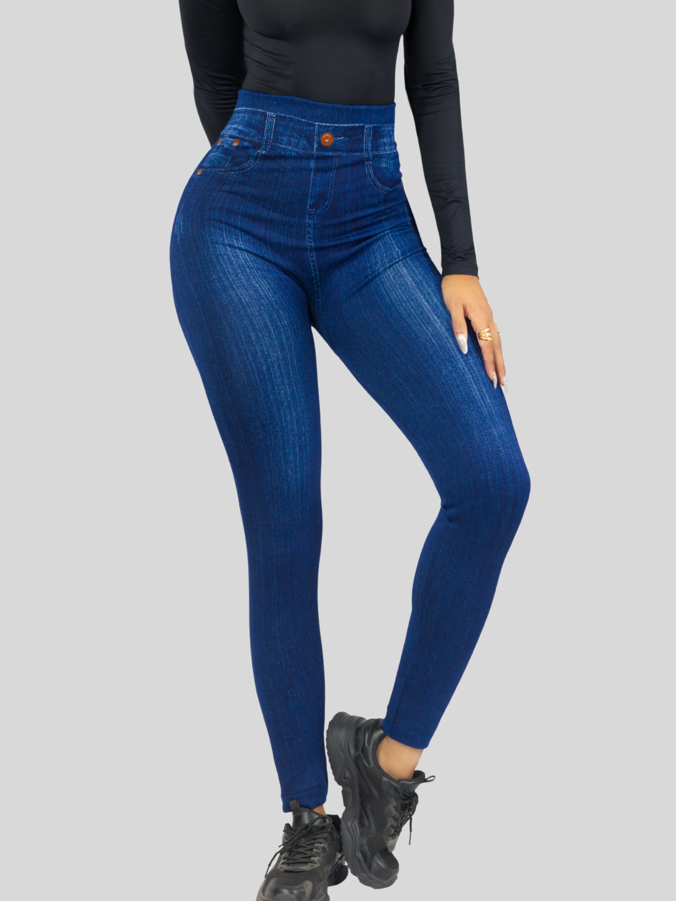 Foto 7 pulgar | Leggings Azules para Mujer