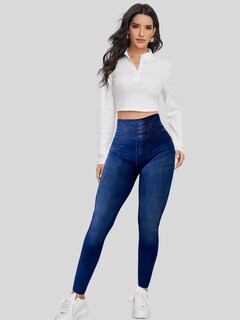 Foto 2 | Leggings Azul para Mujer