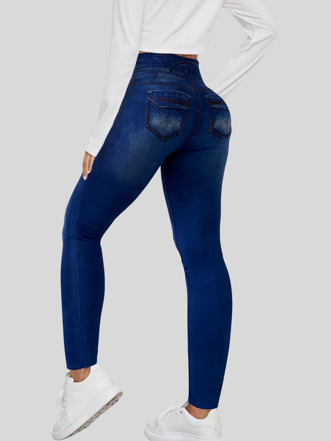 Foto 4 pulgar | Leggings Azul para Mujer