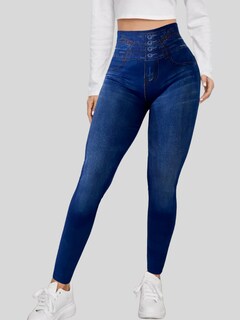 Foto 4 | Leggings Azul para Mujer