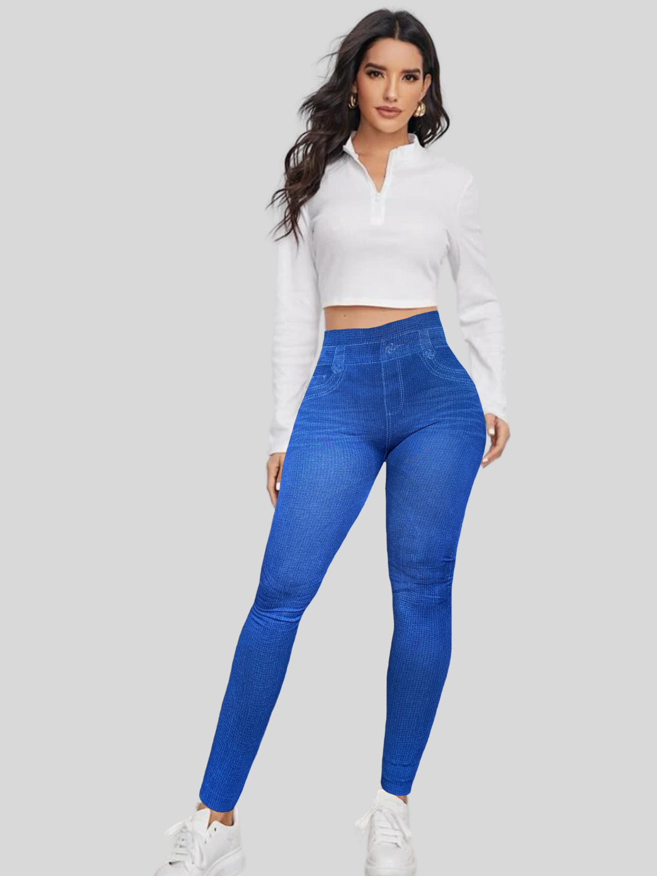 Foto 3 pulgar | Leggings Azules para Mujer
